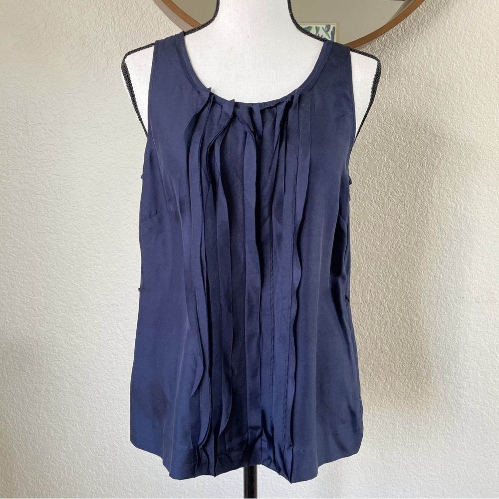 J. Crew 100% Silk Navy Sleeveless Top